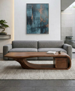 Modern Sculptural Coffee Table With Curved Design For Home Office