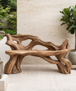 Handcrafted Branch Bench Outdoor Decor For Hand Carved Gardens