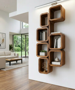 Modern Wall Mounted Bookshelf With Square Design For Living Room