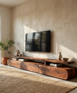 Modern Organic Natural Wood TV Stand For Living Room