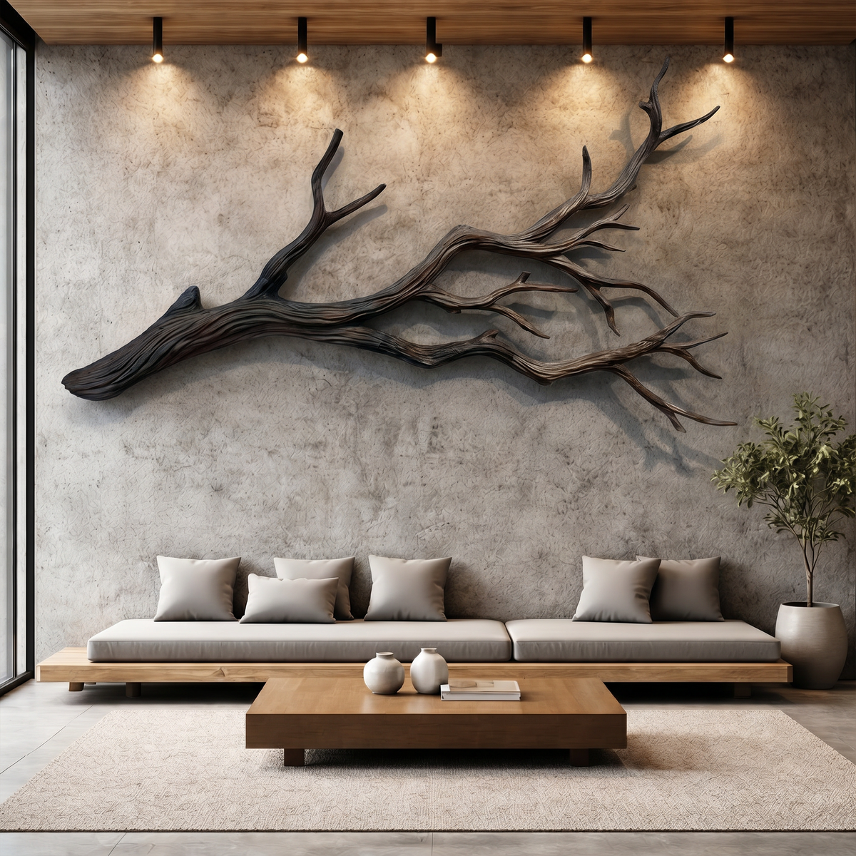 Flowing Organic Wood Branch Wall Sculpture Contemporary Decor - Image 4