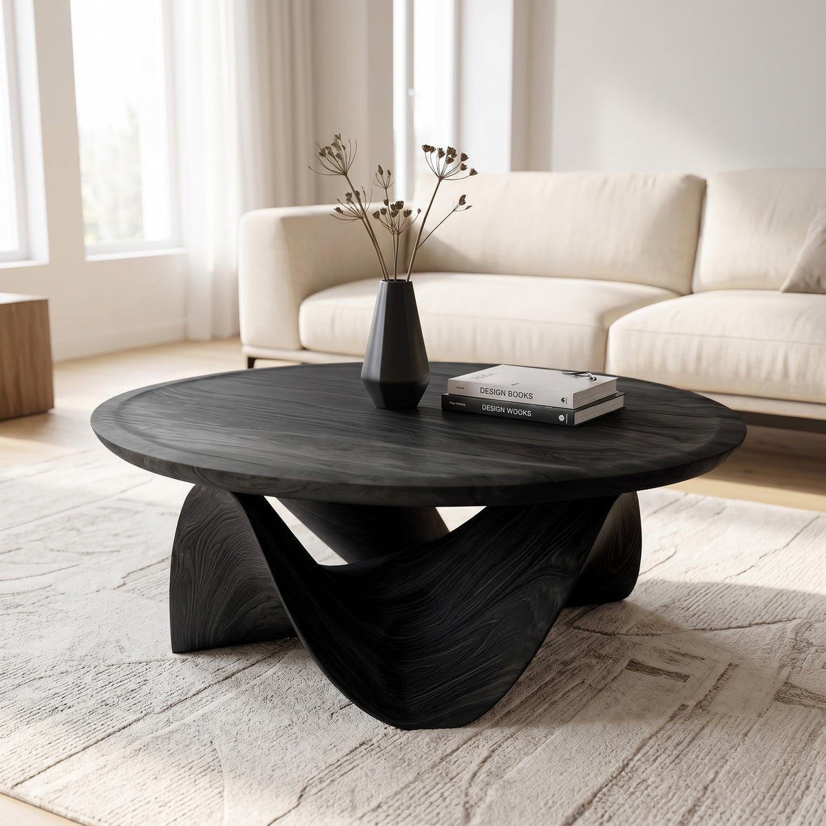 Sculptural Round Coffee Table For Holiday Decor - Image 4