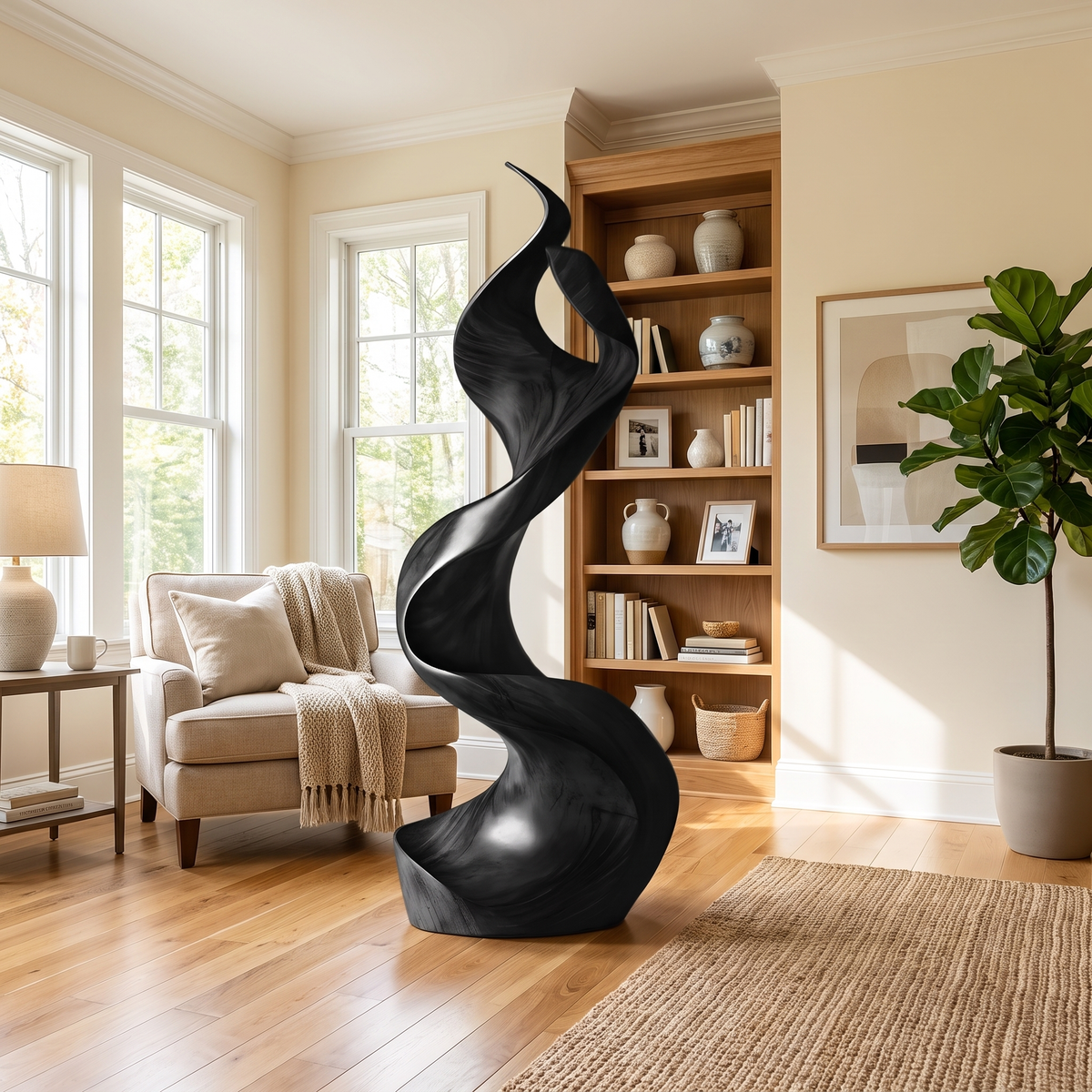 Rustic Large Wooden Sculpture For Furniture Art Feature - Image 4