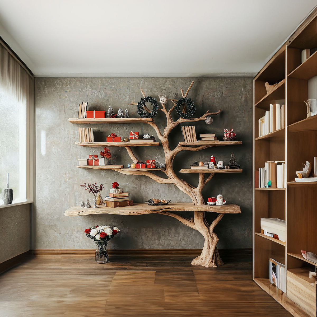 Tree Branch Shelf Xmas Driftwood Bookshelf Christmas Decor - Image 3