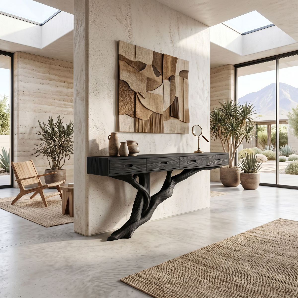 Mid Century Wooden Console Table For Living Room Contemporary Accent - Image 4