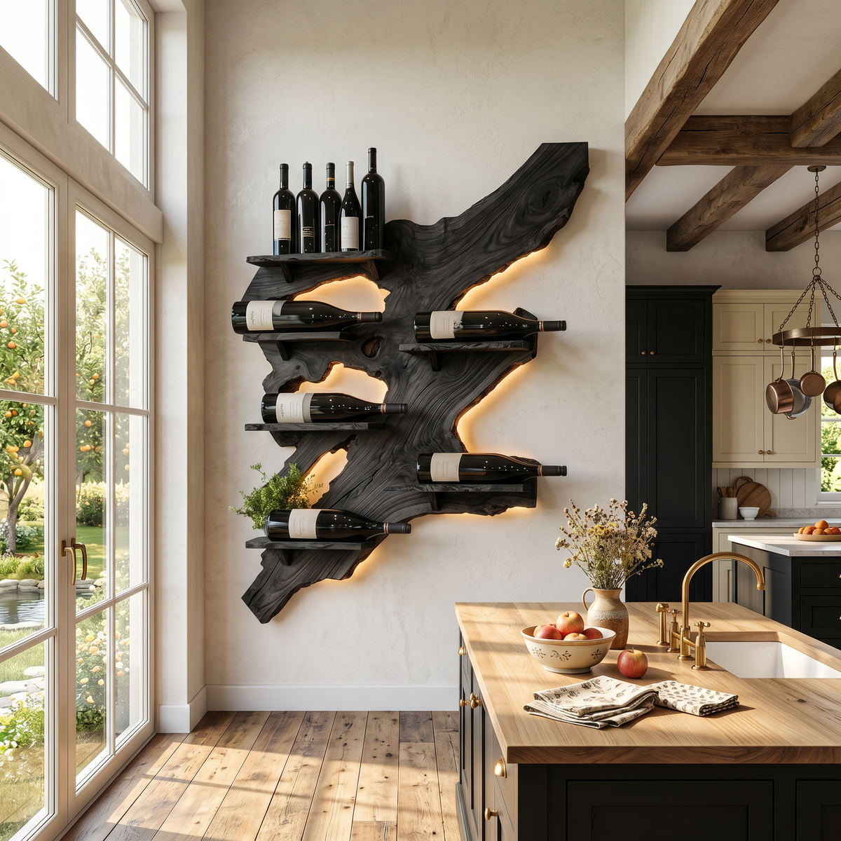 Rustic Wine Rack For Furniture Home Bar Wall Design - Image 4