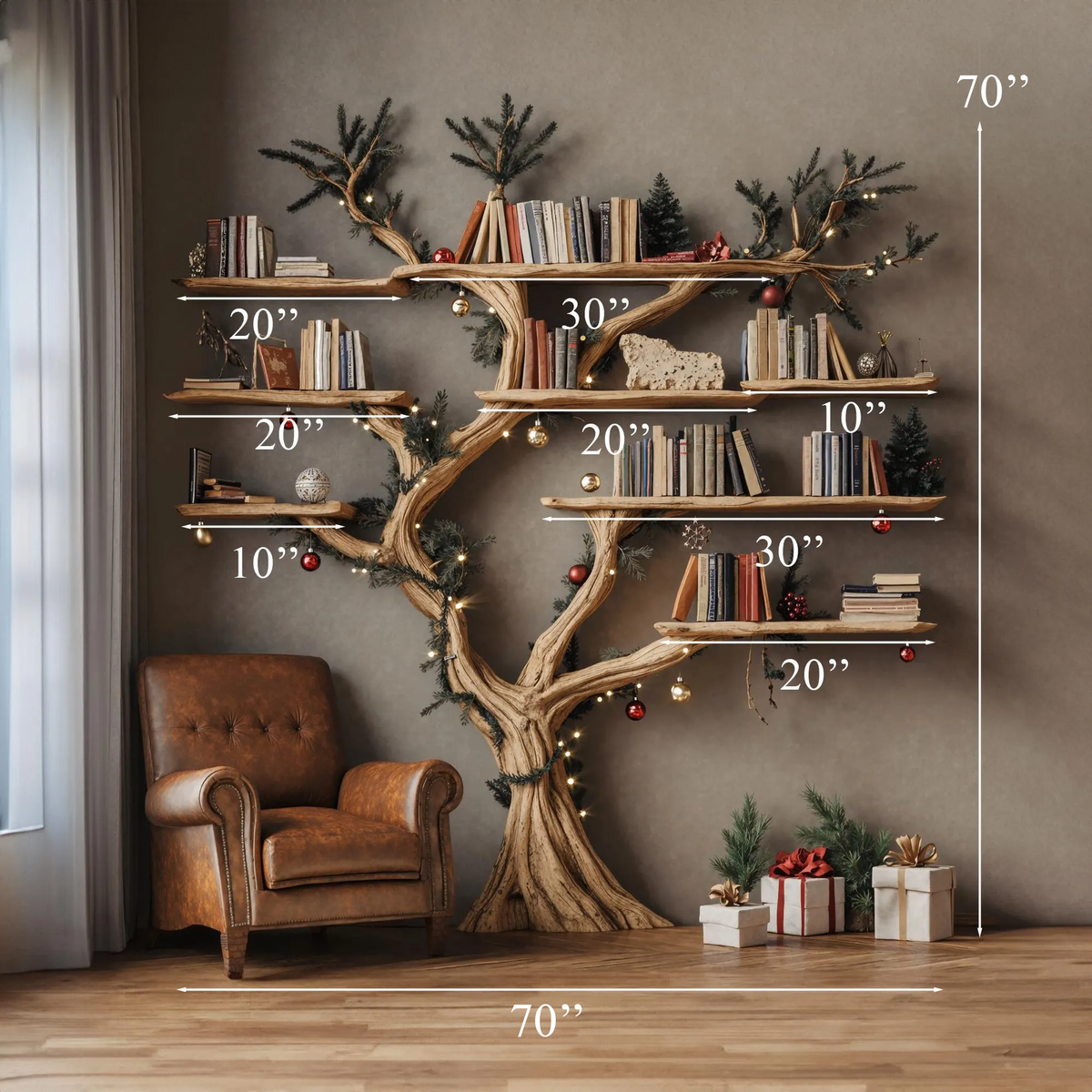 Tree Floating Bookshelf Driftwood Shelf - Image 4