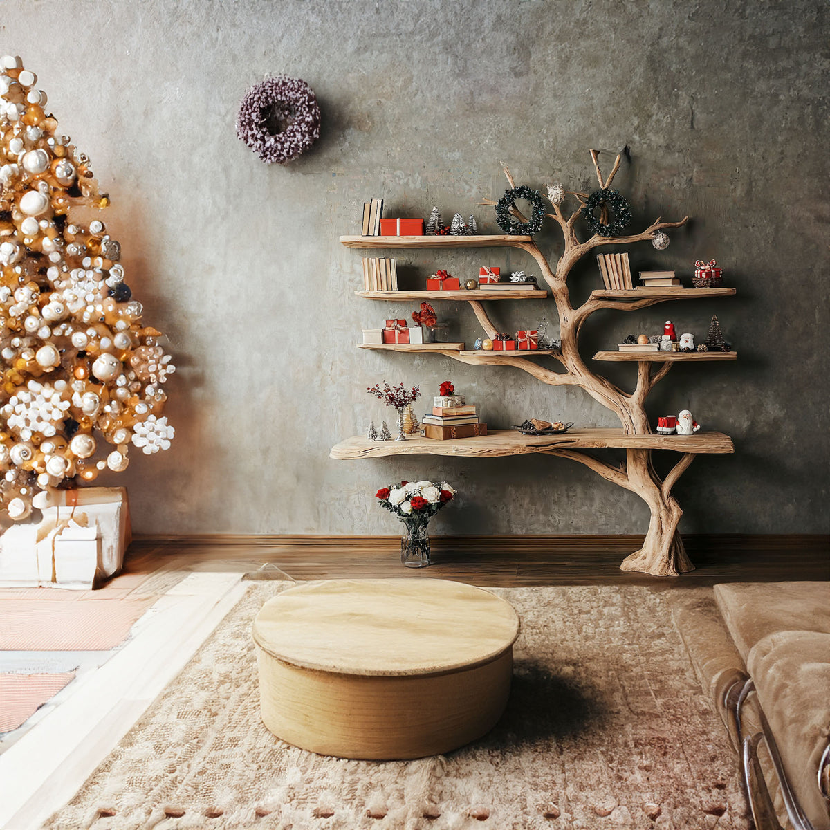 Tree Branch Shelf Xmas Driftwood Bookshelf Christmas Decor - Image 2