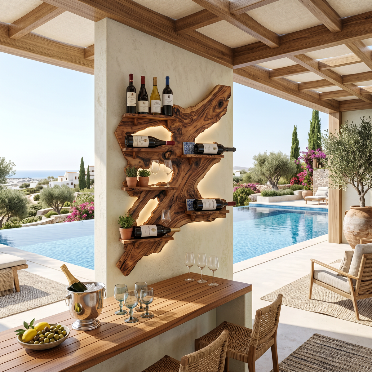 Rustic Wine Rack For Furniture Home Bar Wall Design - Image 2