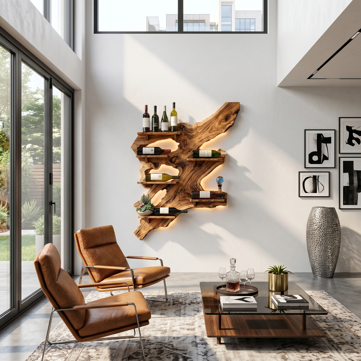 Rustic Wine Rack For Furniture Home Bar Wall Design - Image 3