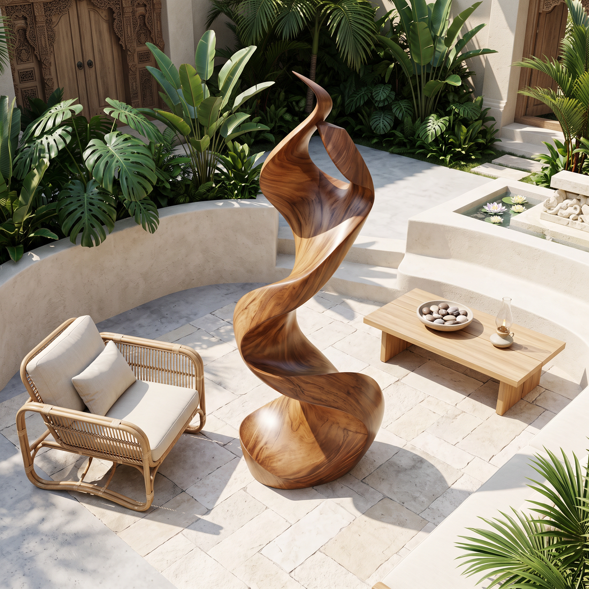 Rustic Large Wooden Sculpture For Furniture Art Feature - Image 3