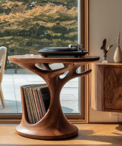 Arborea Treeform Sculpted Solid Wood Record Player Stand