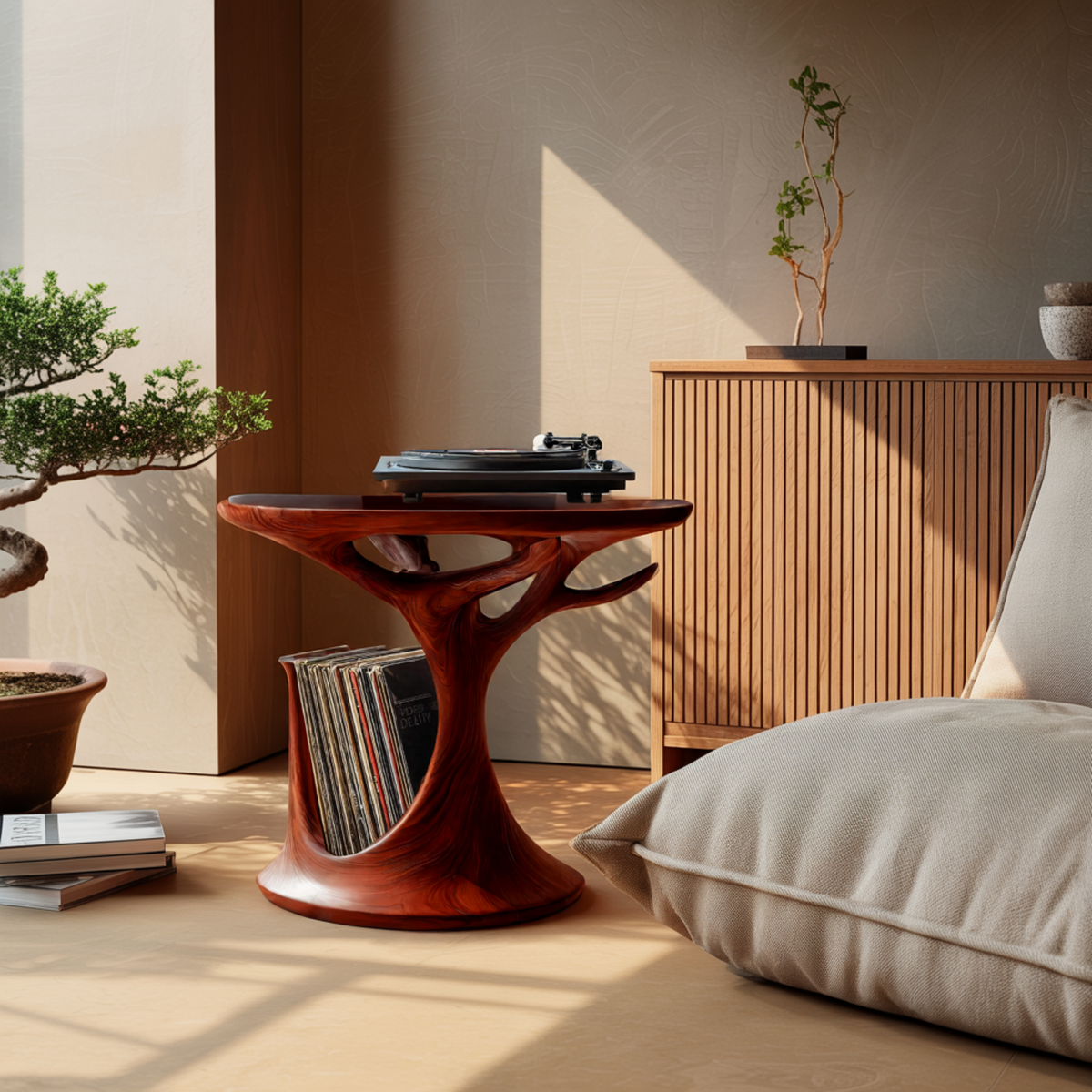 Arborea Treeform Sculpted Solid Wood Record Player Stand - Image 2