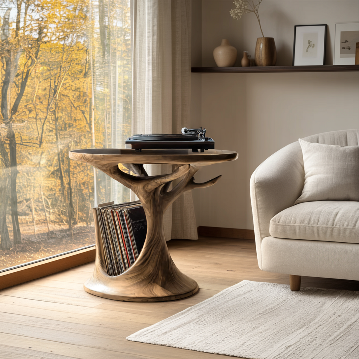 Arborea Treeform Sculpted Solid Wood Record Player Stand - Image 4