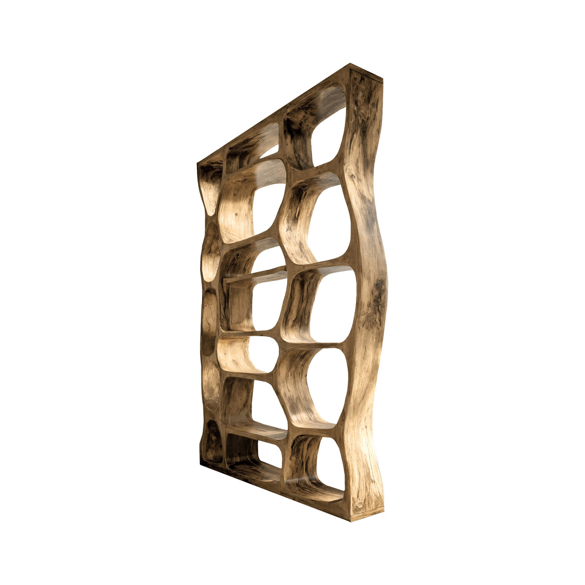 Auralis Sculpted Solid Wood Divider Bookshelf - Image 3