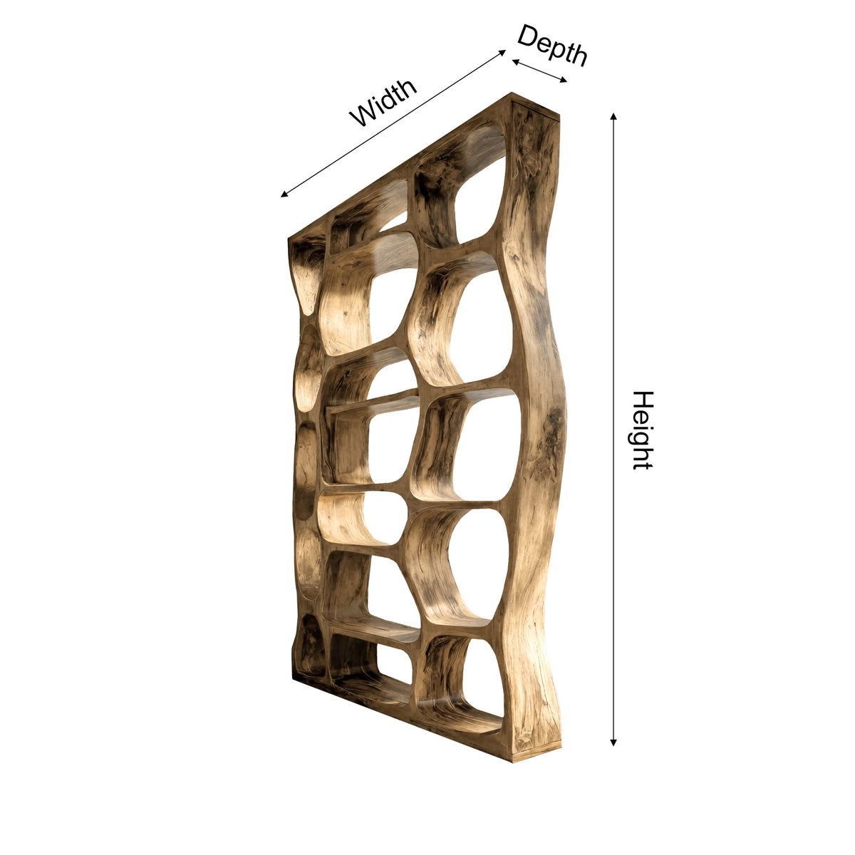 Auralis Sculpted Solid Wood Divider Bookshelf - Image 2