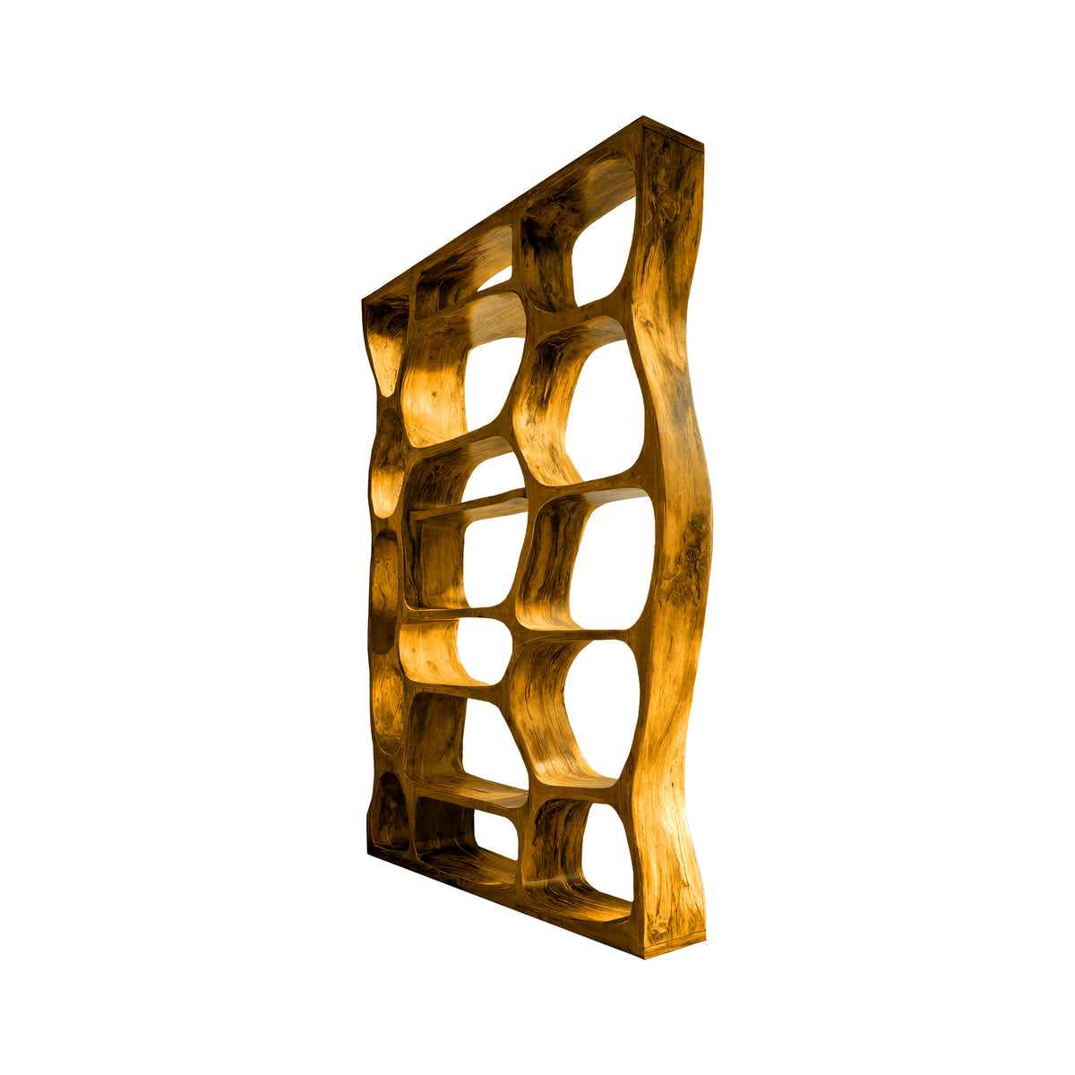 Auralis Sculpted Solid Wood Divider Bookshelf - Image 4