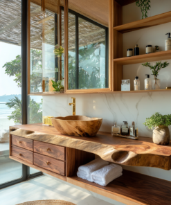 Aurelin Shore Live Edge Floating Bathroom Vanity With Drawers