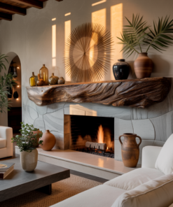 Calen Live-Edge Solid Wood Fireplace Mantel Shelf