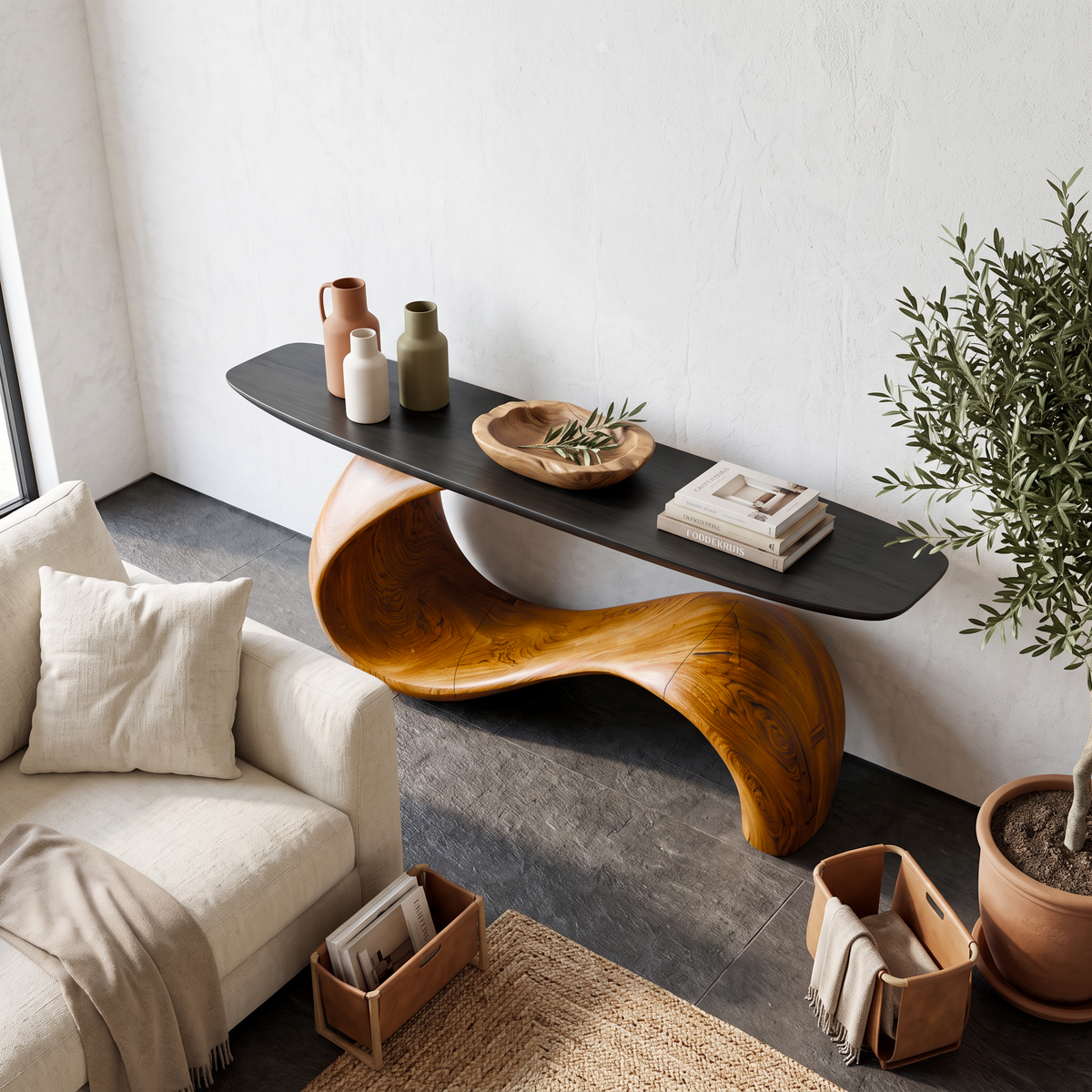 Midcentury Sculptural Console Table Entryway - Image 2