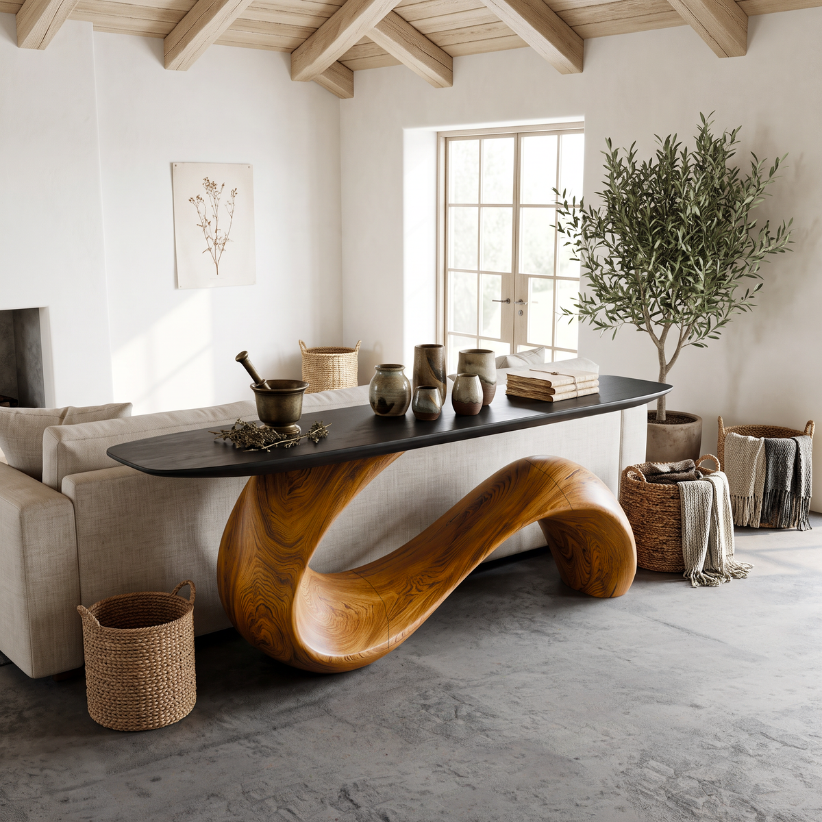 Midcentury Sculptural Console Table Entryway - Image 3