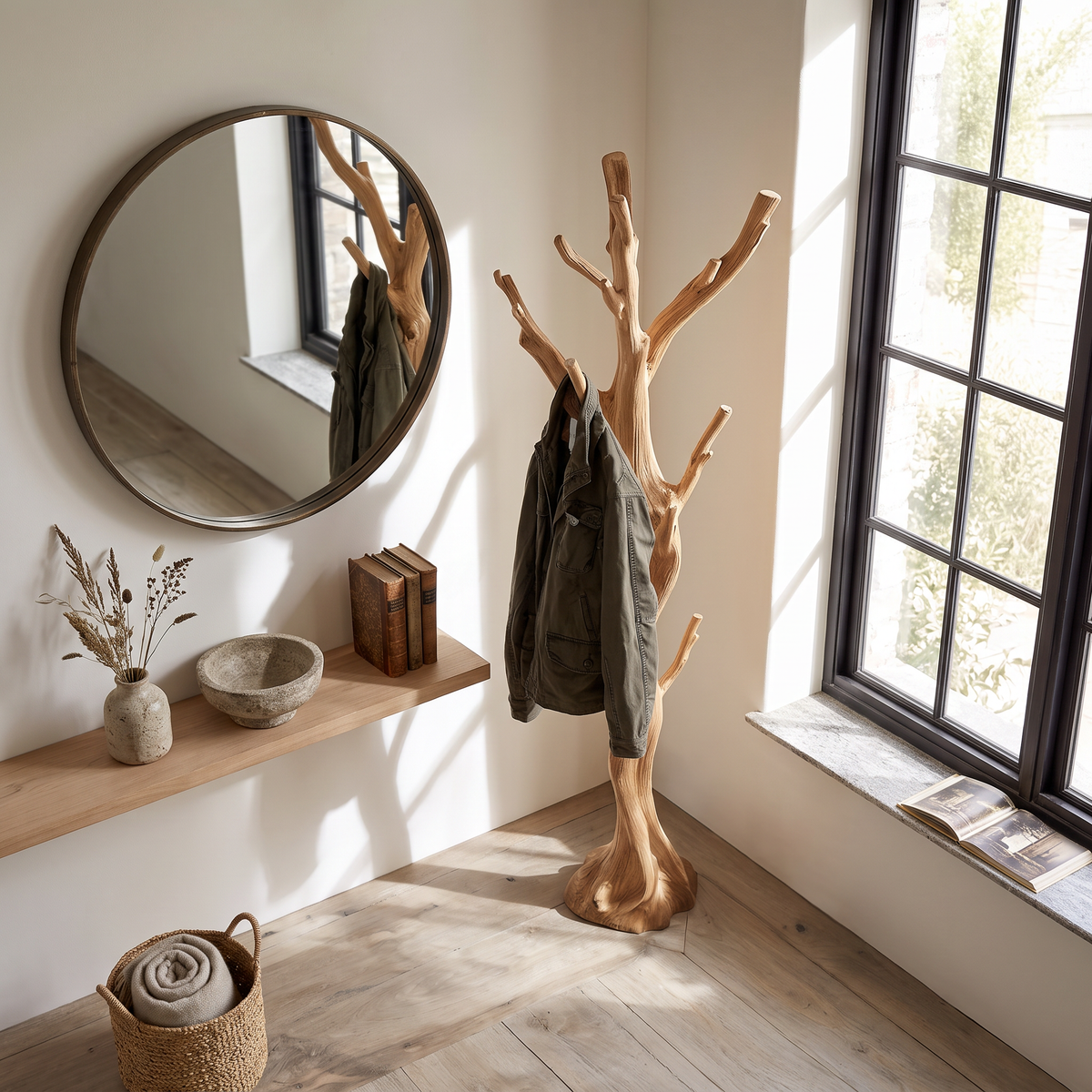 Rustic Tree Coat Rack Entryway Hallway - Image 2