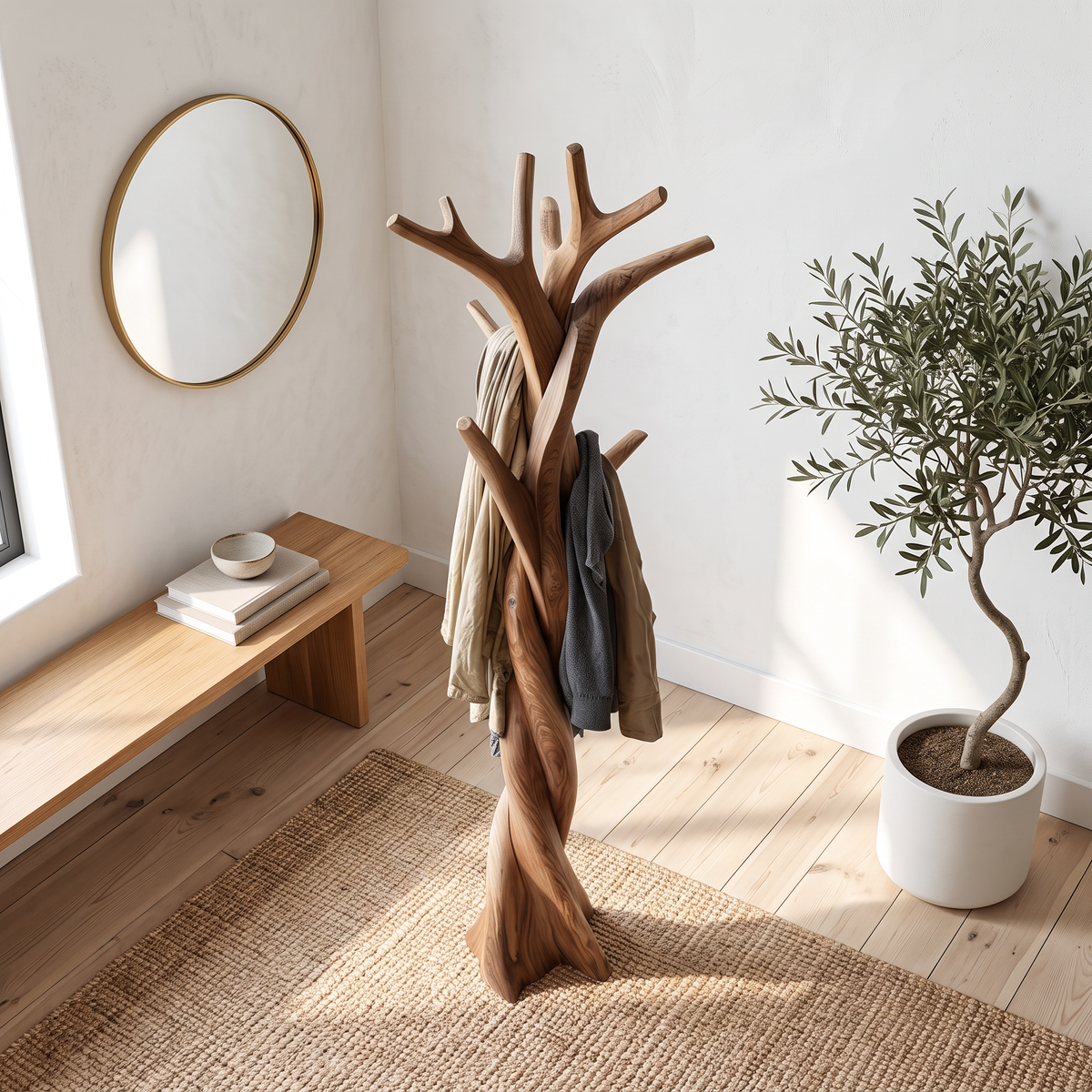 Rustic Twisted Tree Branch Coat Rack - Image 2