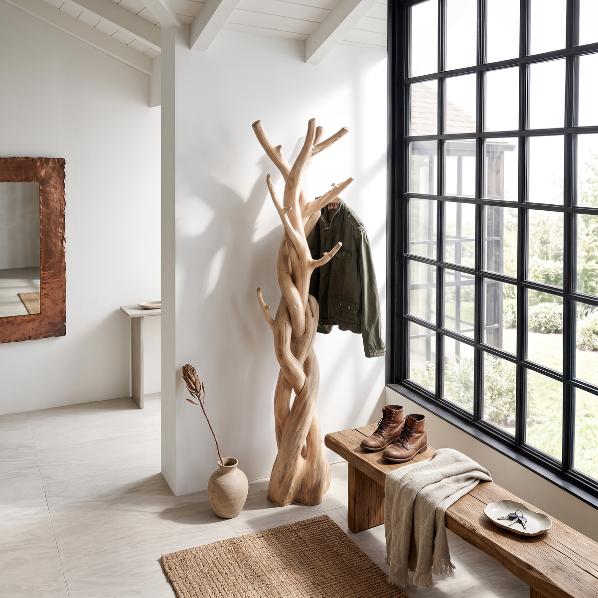 Rustic Tree Coat Rack Bedroom Closet - Image 2