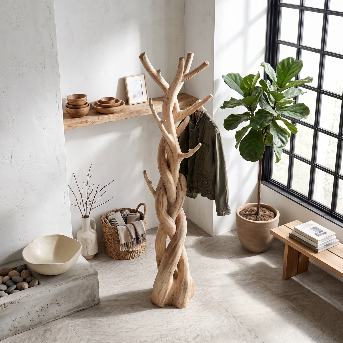 Rustic Tree Coat Rack Bedroom Closet - Image 3