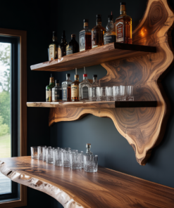 Dravino Live Edge Solid Wood Floating Wine Shelf