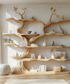 Elarwood Sculpted Solid Wood Tree Bookshelf