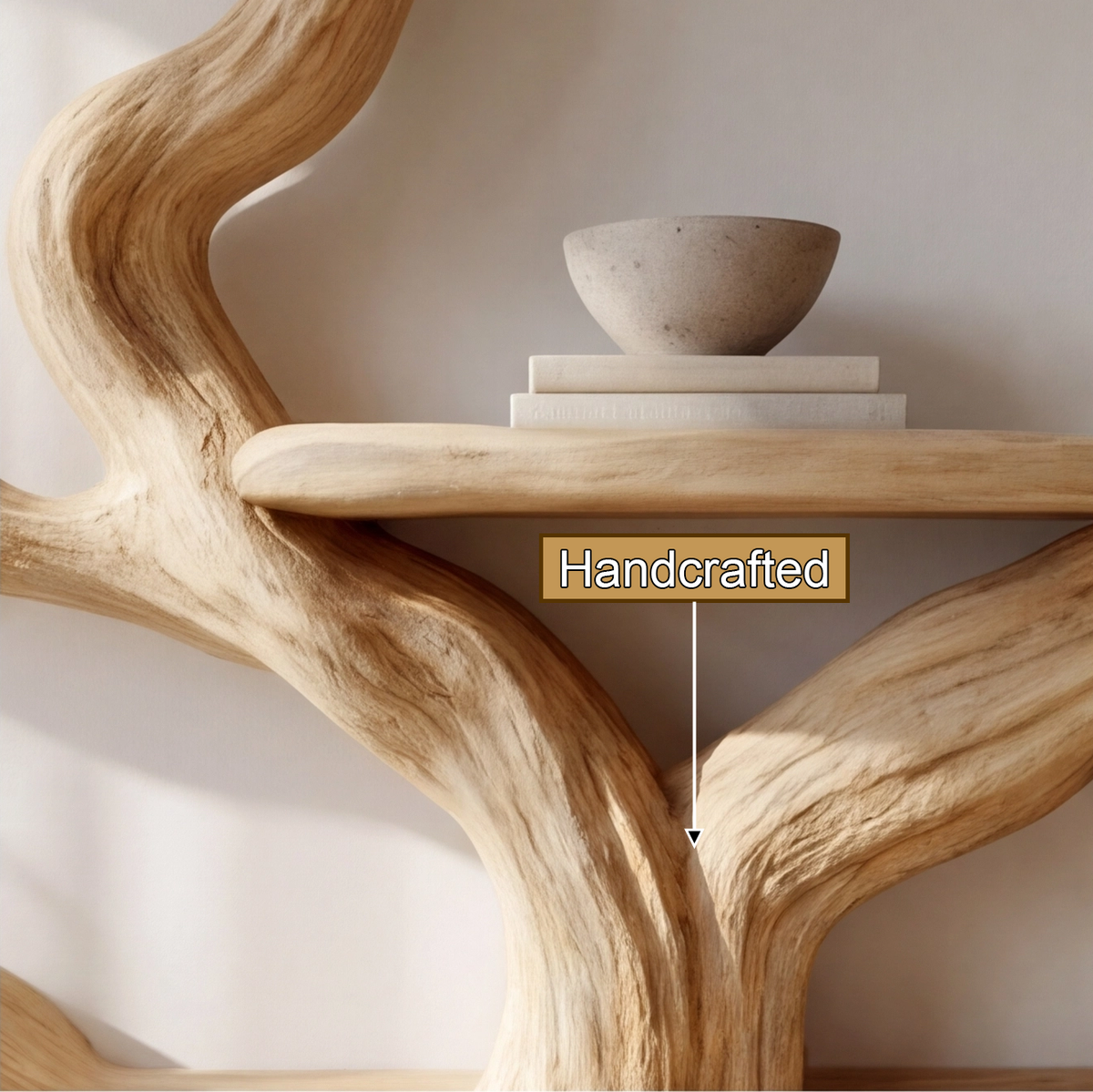 Elarwood Sculpted Solid Wood Tree Bookshelf - Image 3