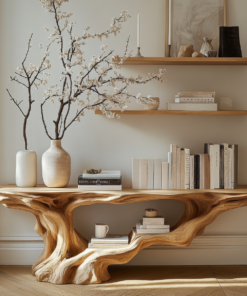Eldrosyn Sculpted Solid Wood Console Table
