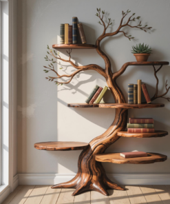 Everwood Sculpted Timber Tree Bookshelf