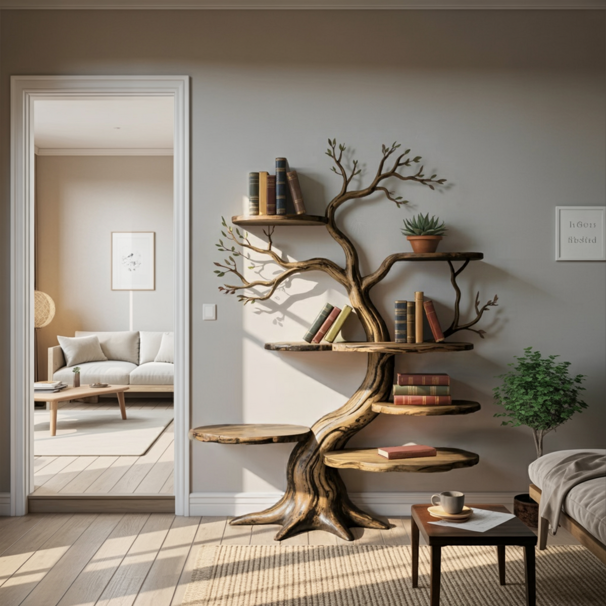 Everwood Sculpted Timber Tree Bookshelf - Image 3