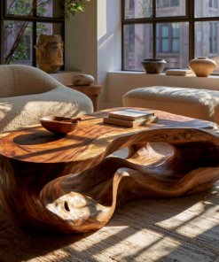Kaelith Sculpted Solid Wood Coffee Table