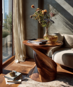 Lunara Sculpted Solid Wood Side Table