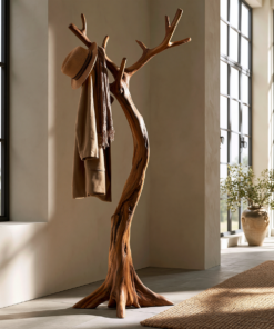 Lunareth Sculpted Solid Wood Tree Coat Rack