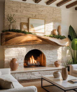 Lunor Waveform Solid Wood Fireplace Mantel Shelf