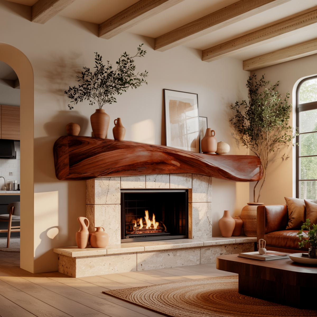 Lunor Waveform Solid Wood Fireplace Mantel Shelf - Image 2