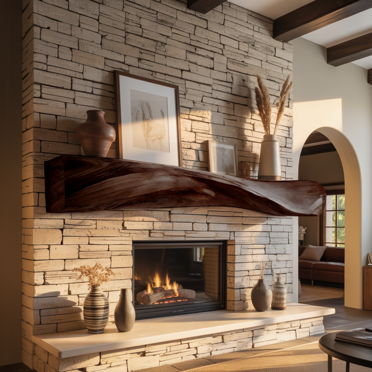 Lunor Waveform Solid Wood Fireplace Mantel Shelf - Image 3