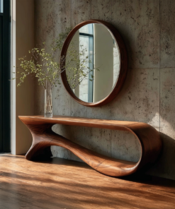 Mid Century Curved Console Table Modern Hallway Living