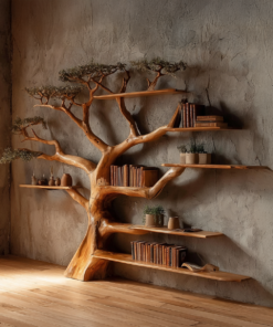 Rustic Tree Bookshelf Living And Library Wall