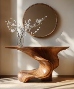 Orlithen Sculpted Solid Wood Console Table