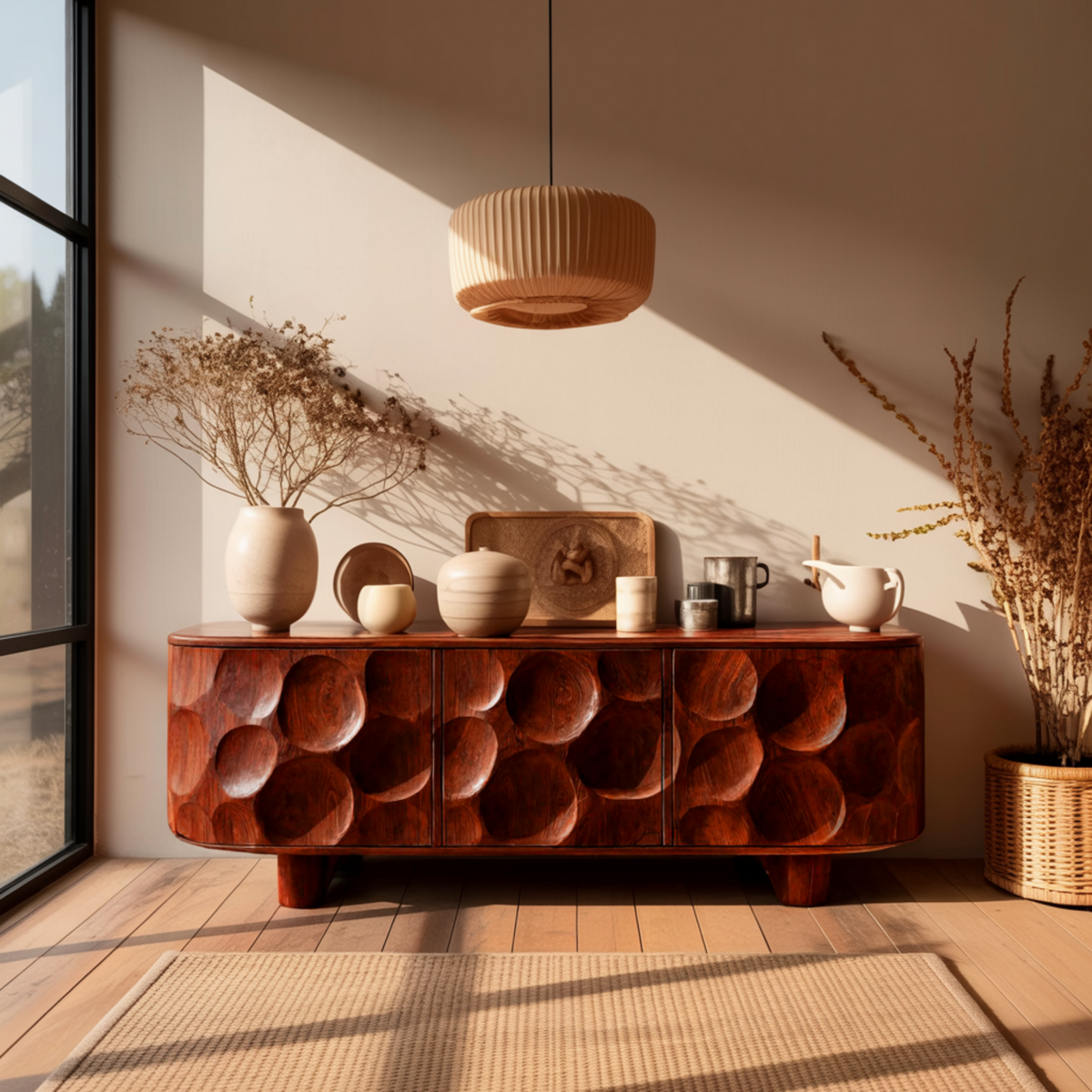 Orva Sculpted Solid Wood Sideboard Cabinet - Image 2