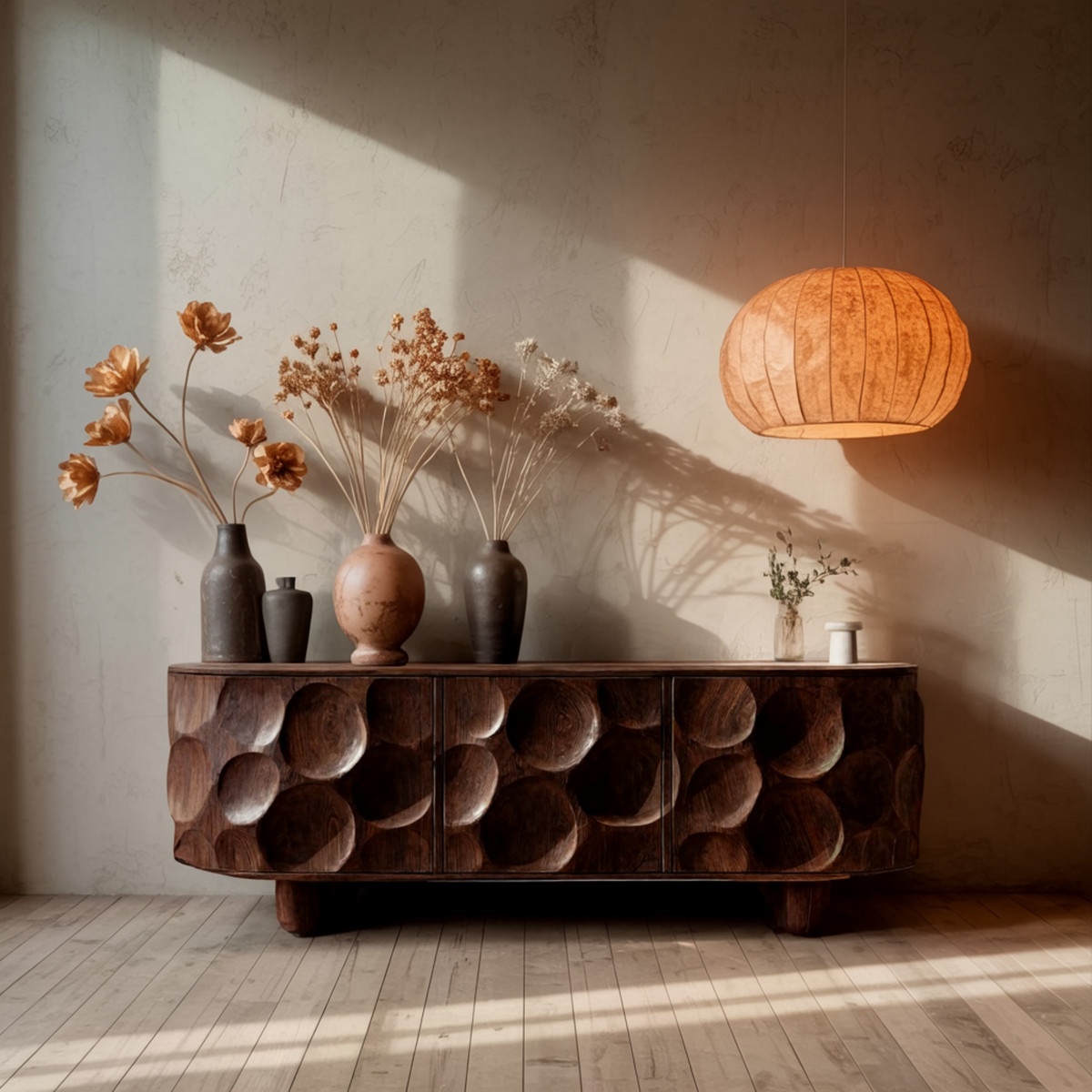 Orva Sculpted Solid Wood Sideboard Cabinet - Image 3