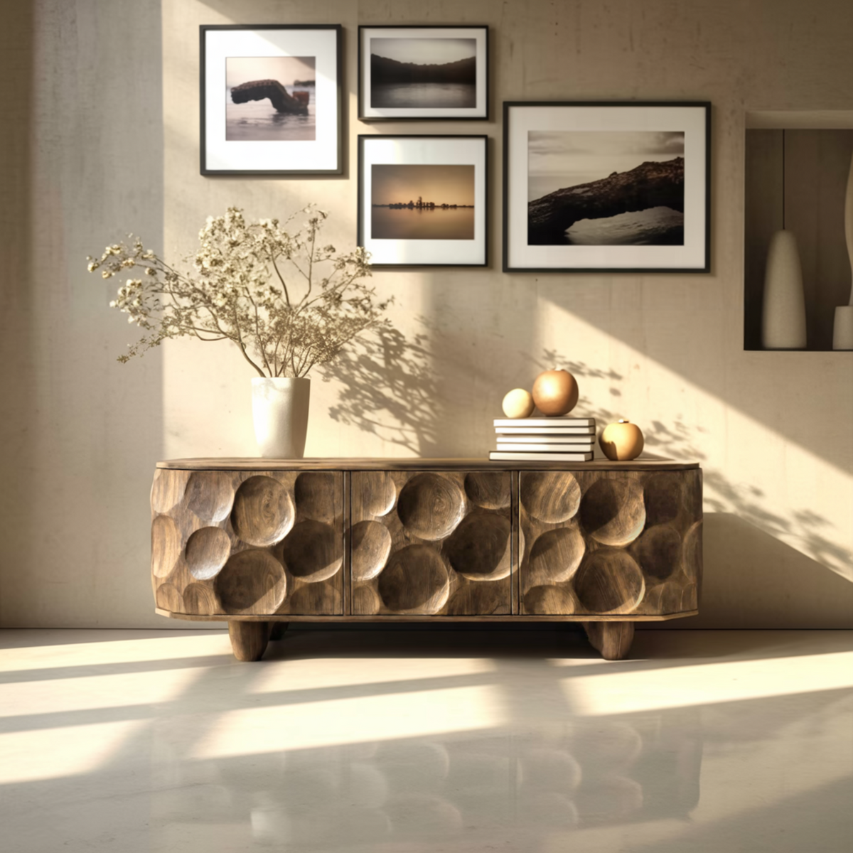 Orva Sculpted Solid Wood Sideboard Cabinet - Image 4