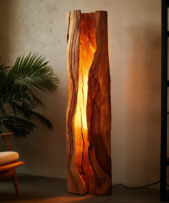 Solvaryn Sculpted Live Edge Integrated LED Wood Floor Lamp
