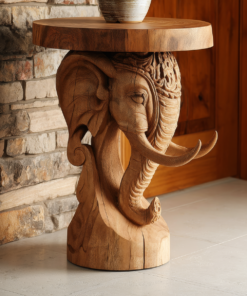 Thalviro Sculpted Solid Wood Pedestal Stand
