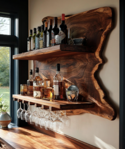 Thornmere Live Edge Handcrafted Floating Wine Shelf SPA623534